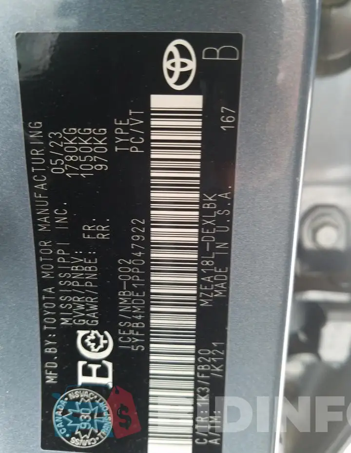 5YFB4MDE1PP047922 Photo# 12