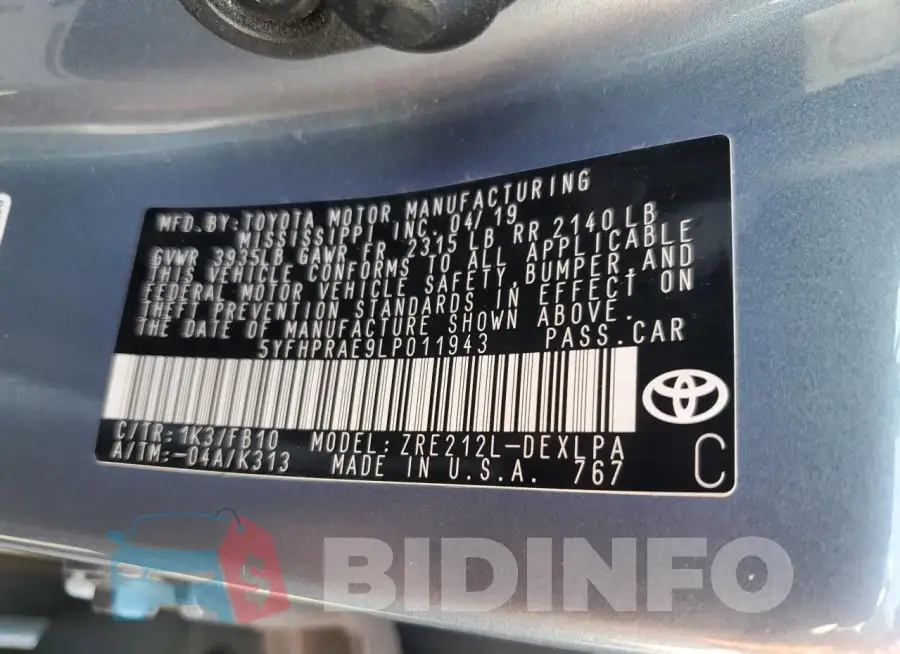 5YFHPRAE9LP011943 Photo# 12