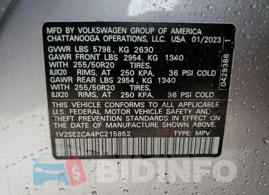 1V2SE2CA4PC215852 Photo# 13