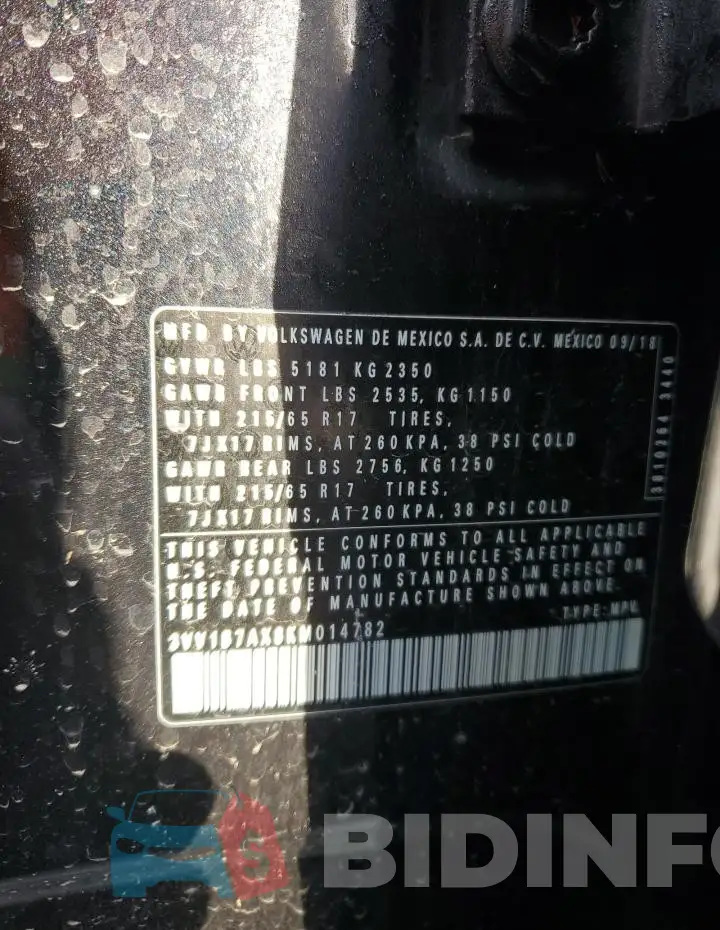 3VV1B7AX8KM014782 Photo# 13
