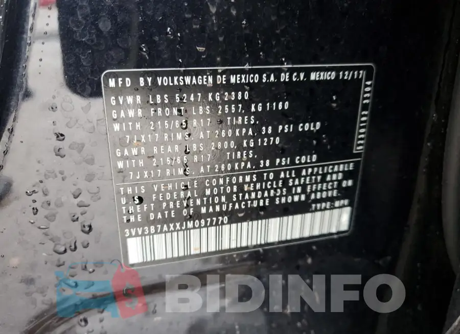 3VV3B7AXXJM097770 Photo# 13