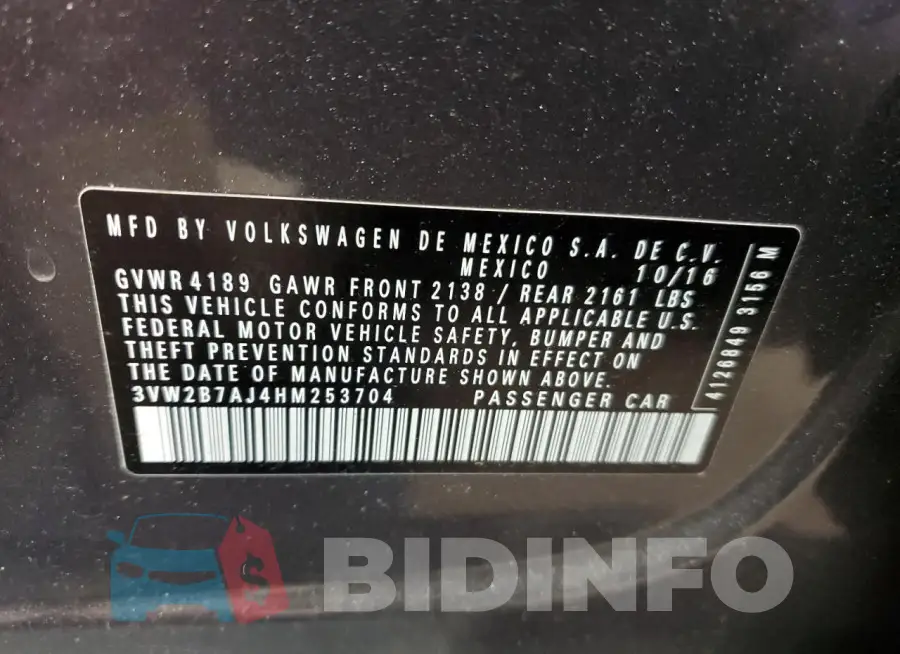 3VW2B7AJ4HM253704 Photo# 12