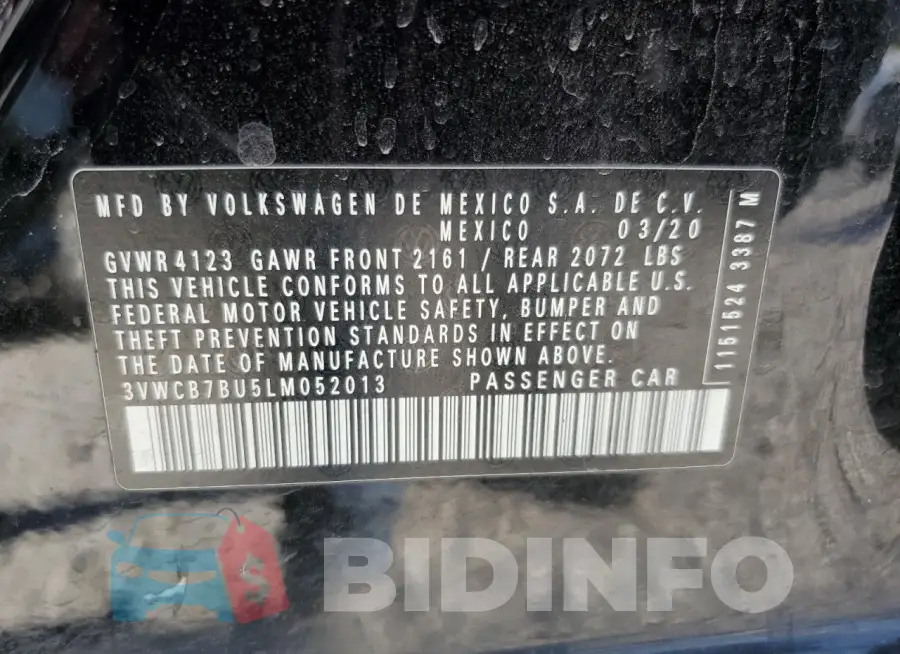 3VWCB7BU5LM052013 Photo# 12