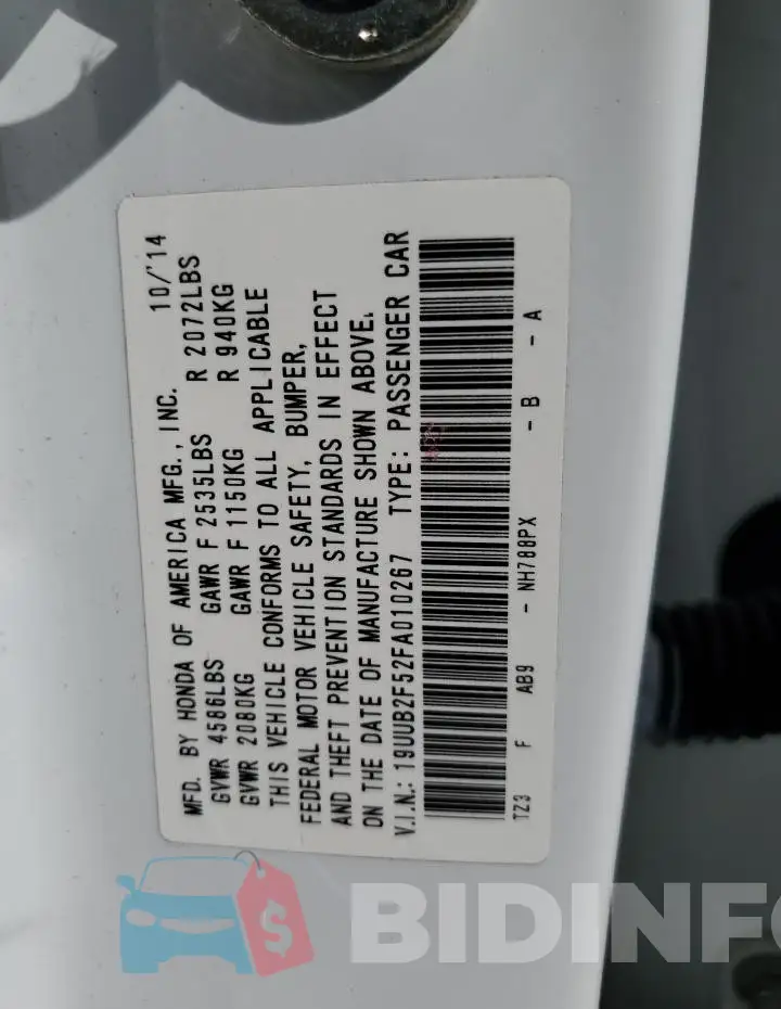 19UUB2F52FA010267 Photo# 12