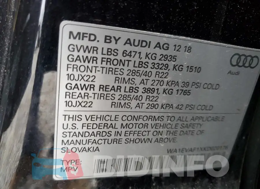 WA1EVAF1XKD020176 Photo# 13