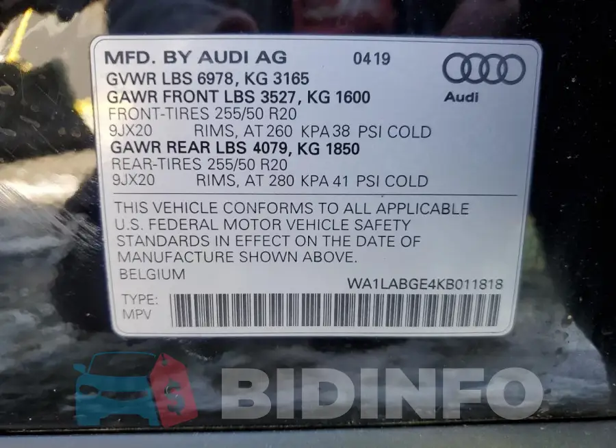 WA1LABGE4KB011818 Photo# 13