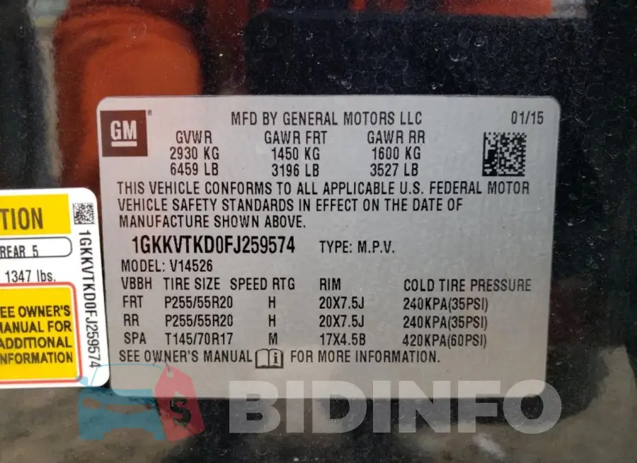 1GKKVTKD0FJ259574 Photo# 13