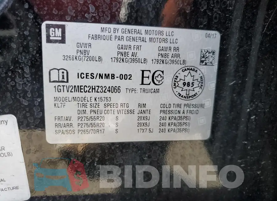 1GTV2MEC2HZ324066 Photo# 12