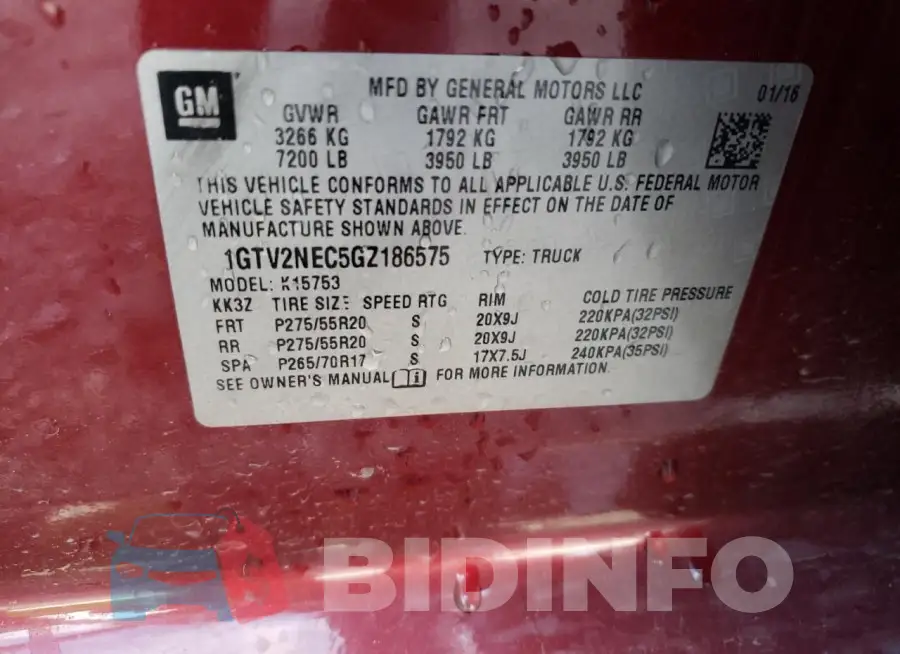 1GTV2NEC5GZ186575 Photo# 12
