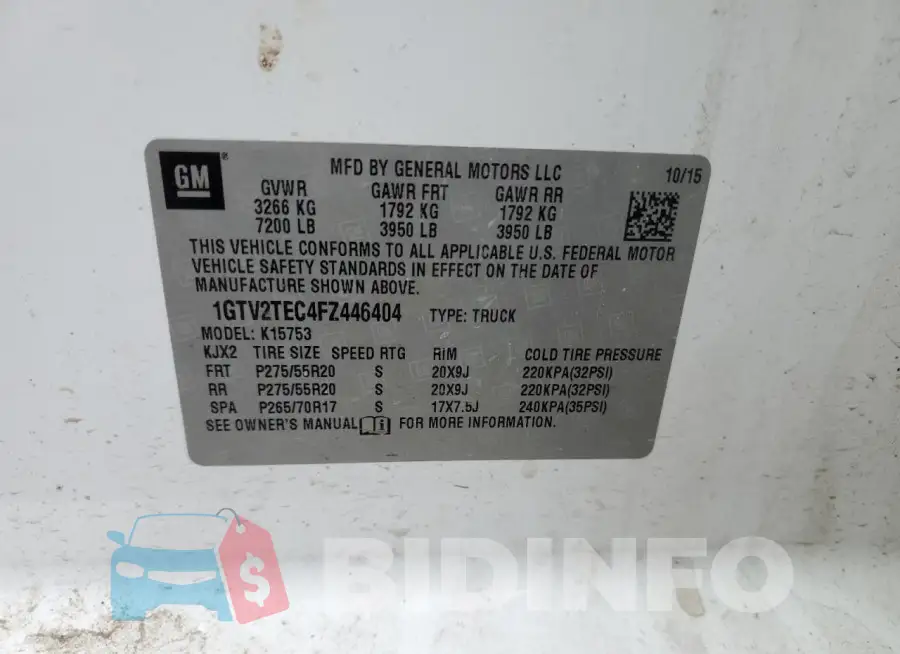 1GTV2TEC4FZ446404 Photo# 12