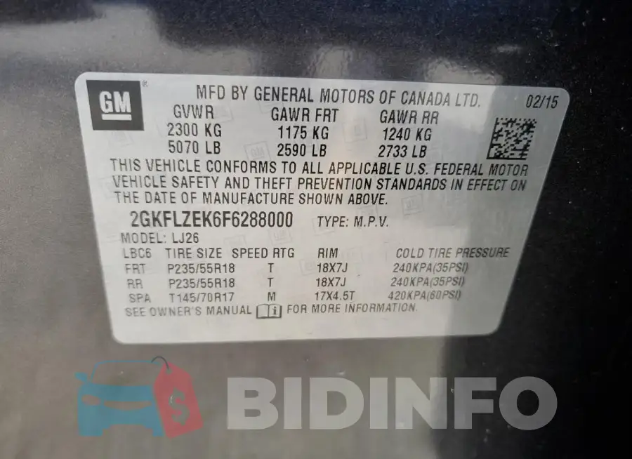 2GKFLZEK6F6288000 Photo# 12