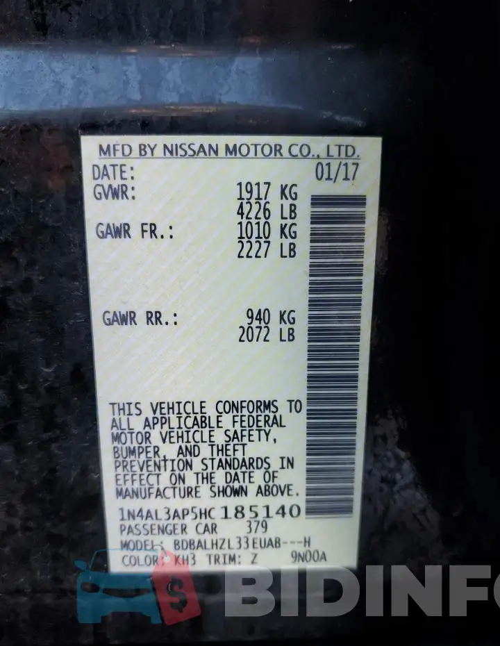 1N4AL3AP5HC185140 Photo# 13