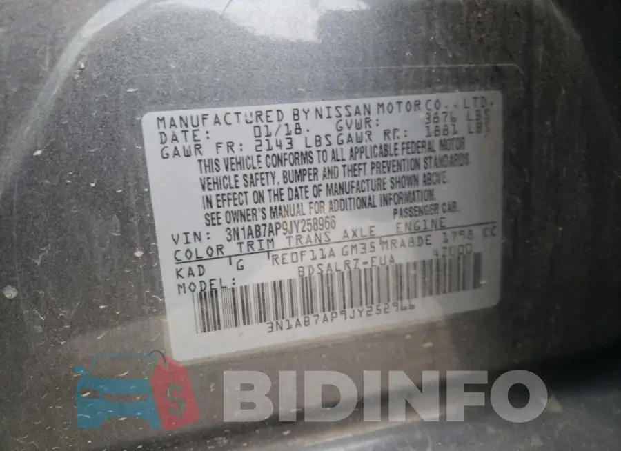 3N1AB7AP9JY258966 Photo# 12