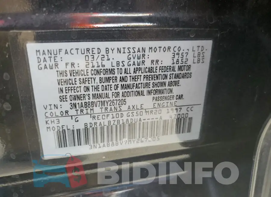 3N1AB8BV7MY267205 Photo# 13