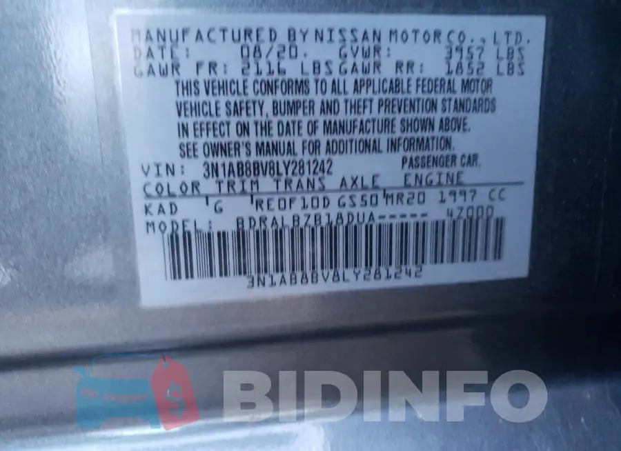 3N1AB8BV8LY281242 Photo# 12
