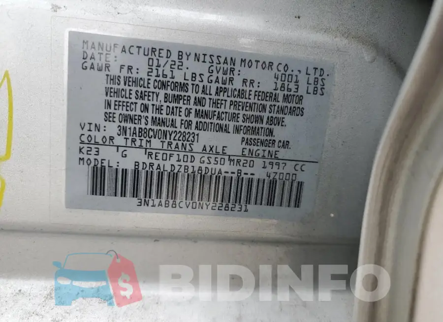 3N1AB8CV0NY228231 Photo# 12