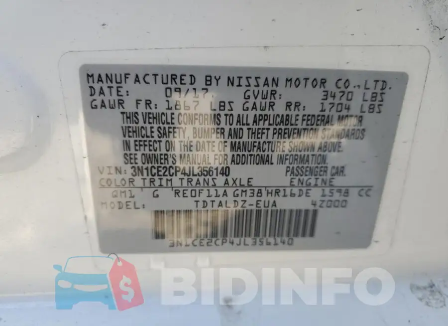 3N1CE2CP4JL356140 Photo# 12