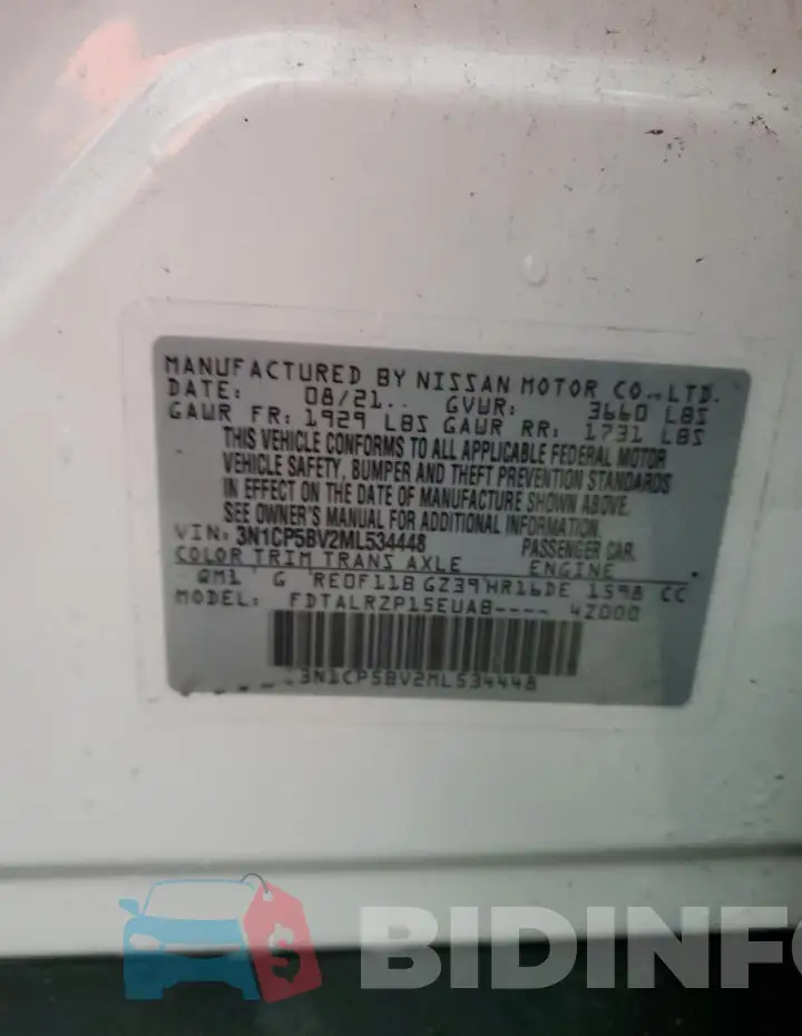 3N1CP5BV2ML534448 Photo# 12