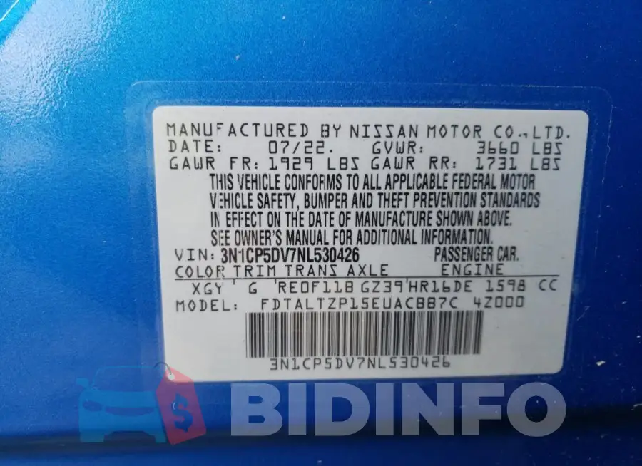 3N1CP5DV7NL530426 Photo# 13
