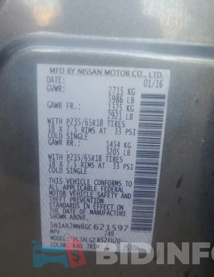5N1AR2MN8GC621597 Photo# 13