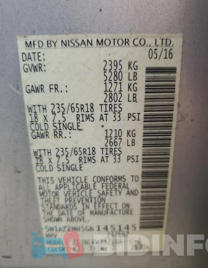 5N1AZ2MH5GN145145 Photo# 13