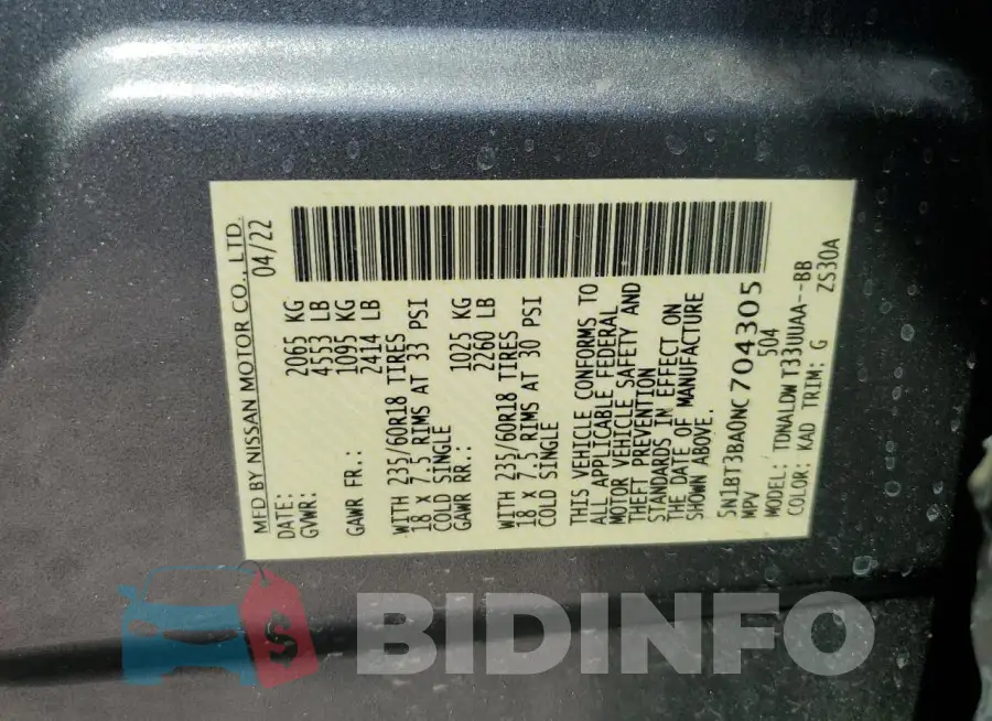 5N1BT3BA0NC704305 Photo# 12