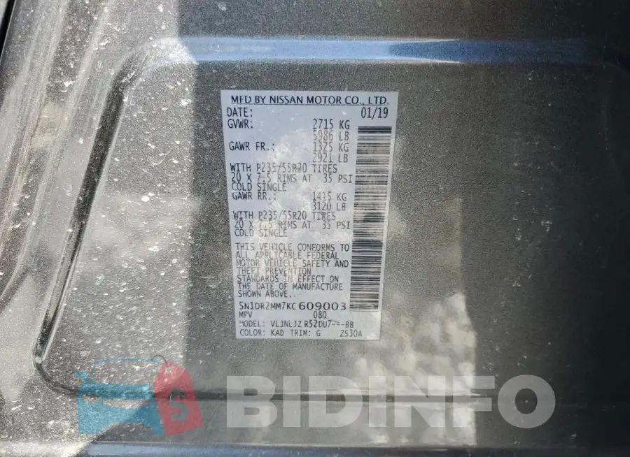 5N1DR2MM7KC609003 Photo# 14