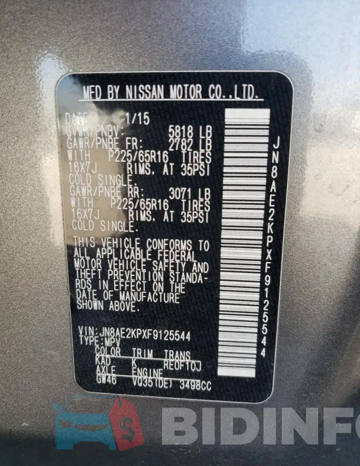 JN8AE2KPXF9125544 Photo# 13
