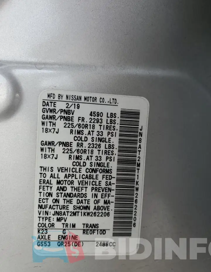 JN8AT2MT1KW262206 Photo# 13