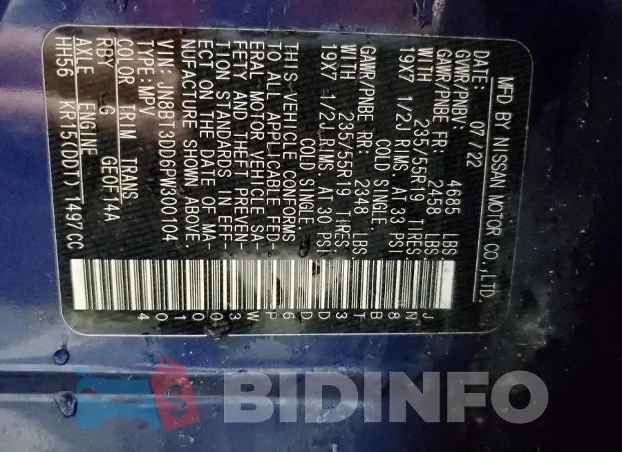 JN8BT3DD6PW300104 Photo# 13