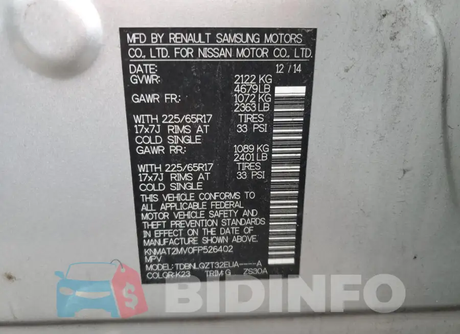 KNMAT2MV0FP526402 Photo# 13