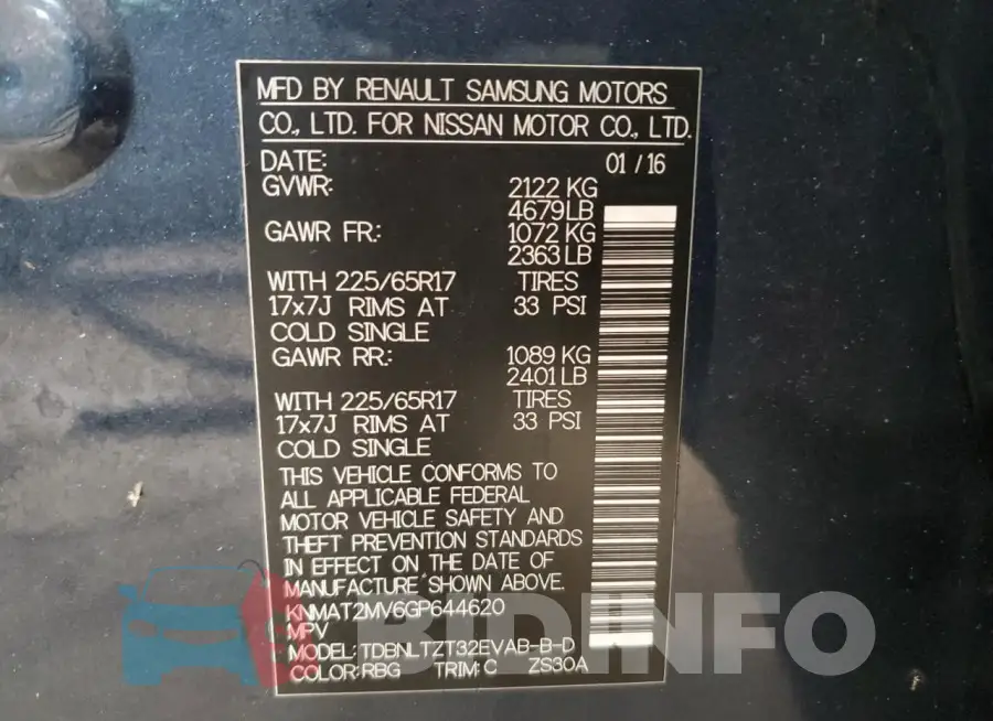 KNMAT2MV6GP644620 Photo# 13