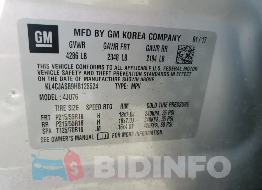 KL4CJASB9HB125524 Photo# 13