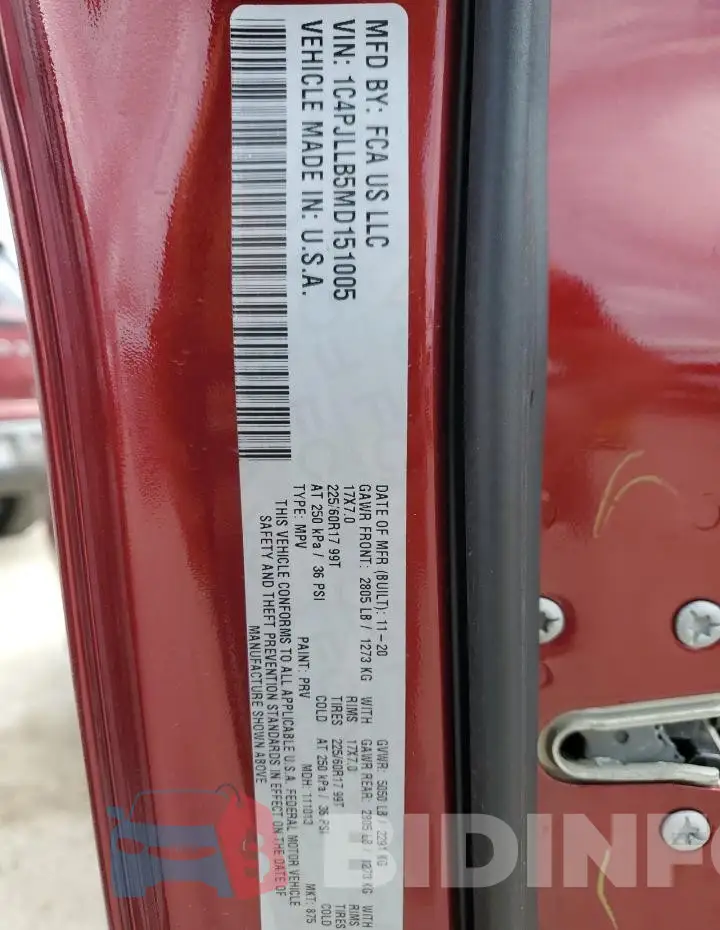1C4PJLLB5MD151005 Photo# 13