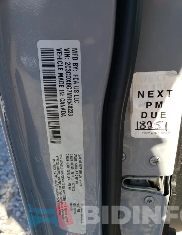 2C3CDXBG7MH548233 Photo# 12