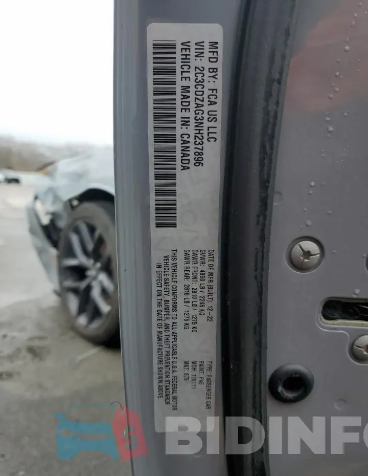 2C3CDZAG3NH237896 Photo# 12