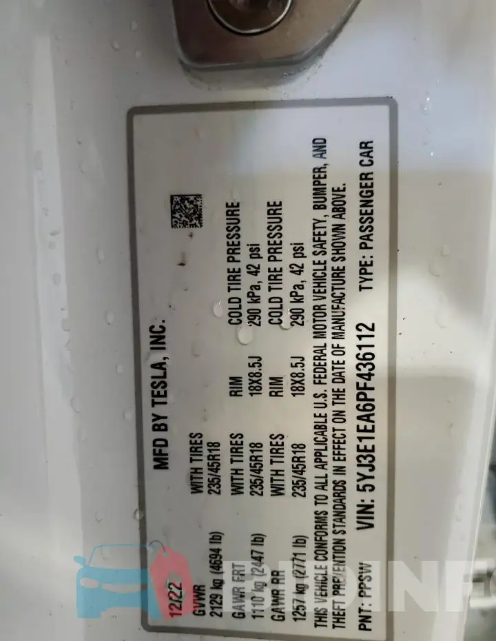 5YJ3E1EA6PF436112 Photo# 12