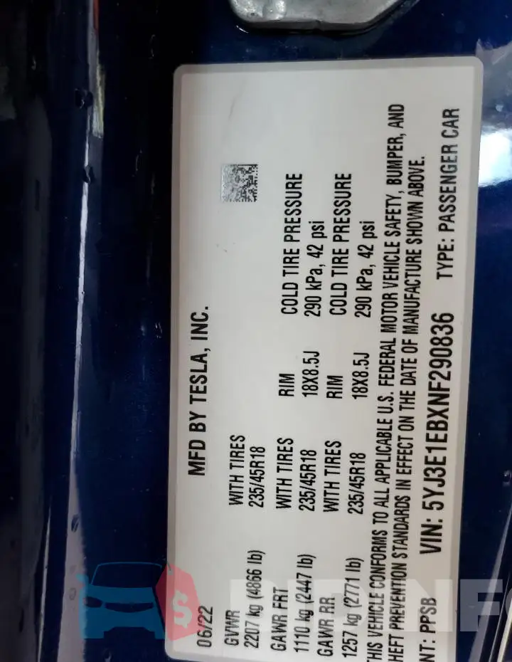 5YJ3E1EBXNF290836 Photo# 13