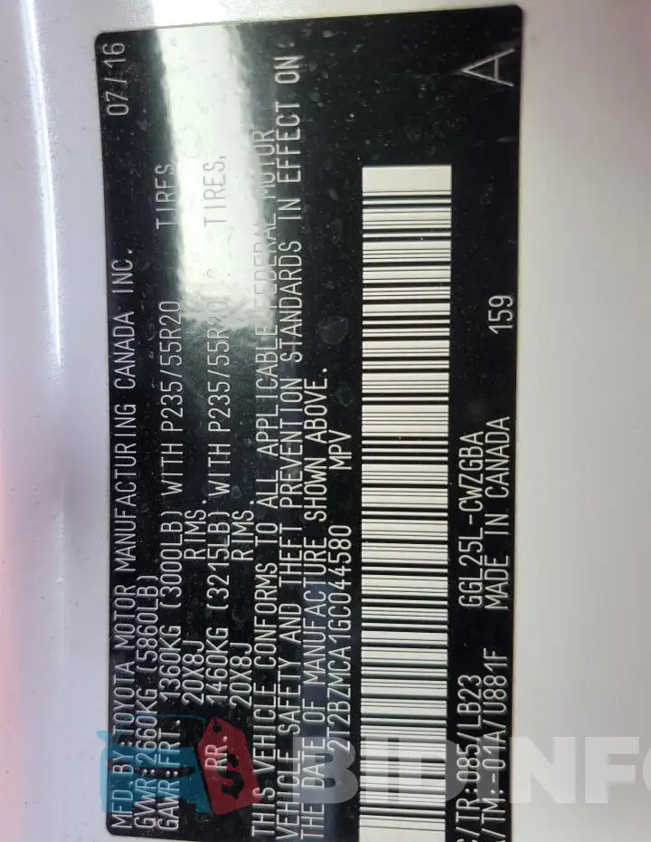 2T2BZMCA1GC044580 Photo# 12