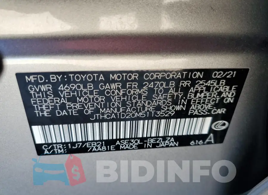JTHCA1D20M5113529 Photo# 12