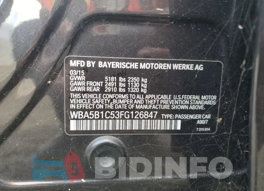 WBA5B1C53FG126847 Photo# 12