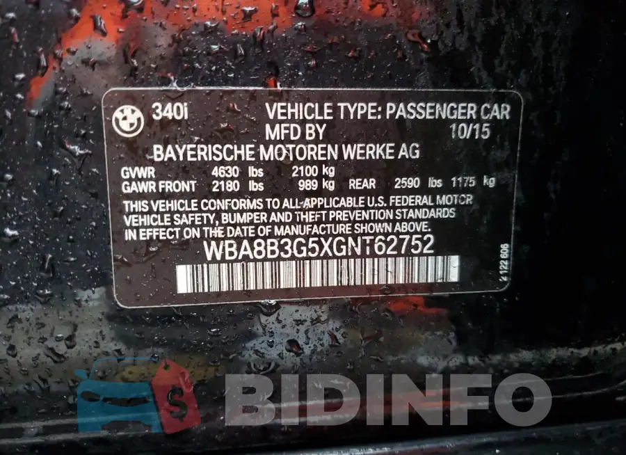WBA8B3G5XGNT62752 Photo# 12