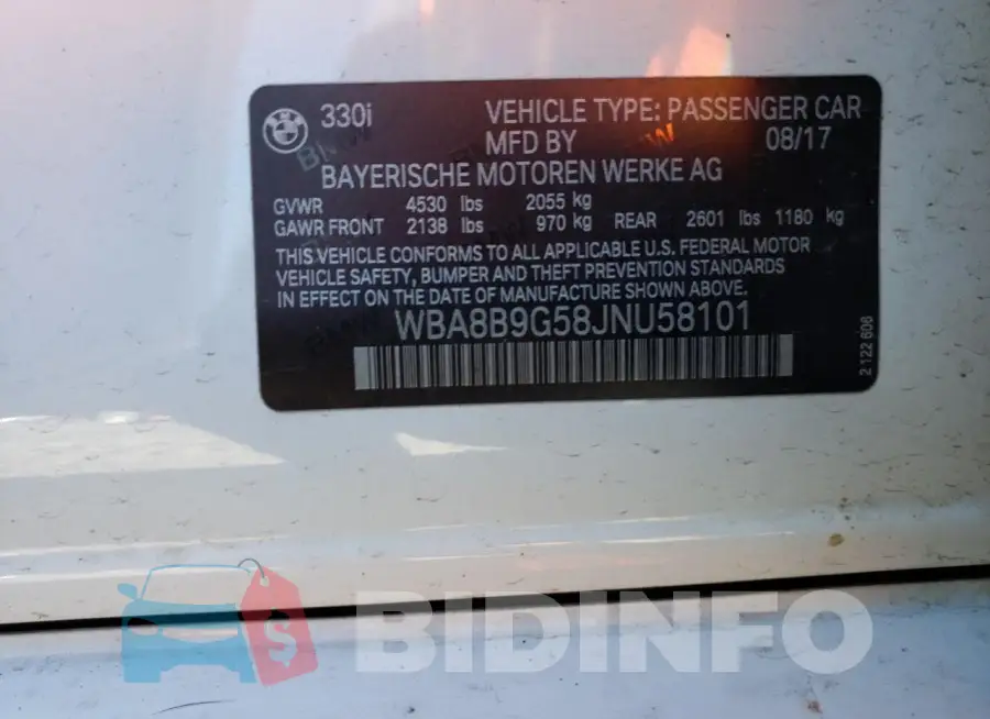 WBA8B9G58JNU58101 Photo# 12