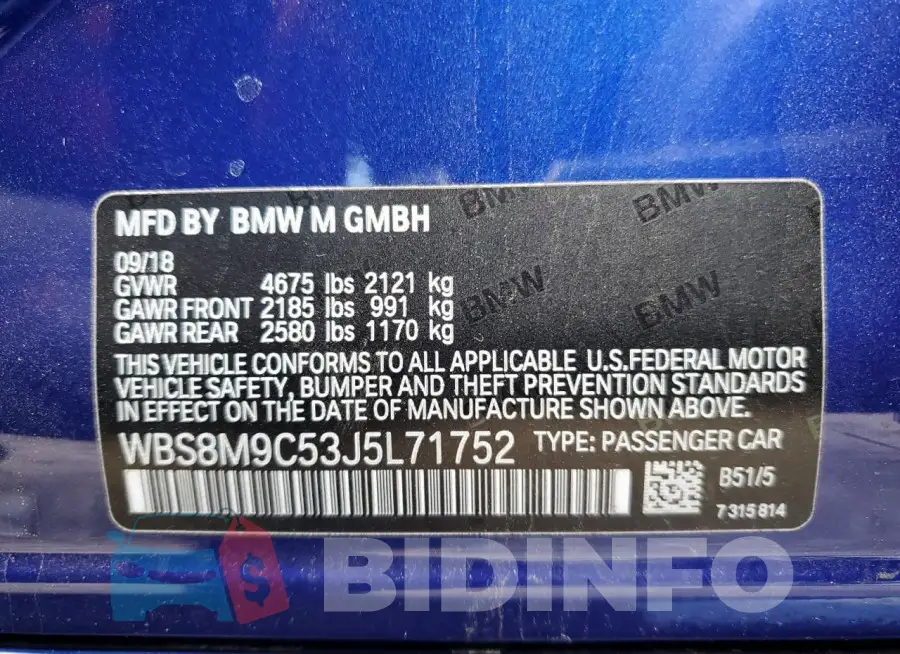 WBS8M9C53J5L71752 Photo# 12