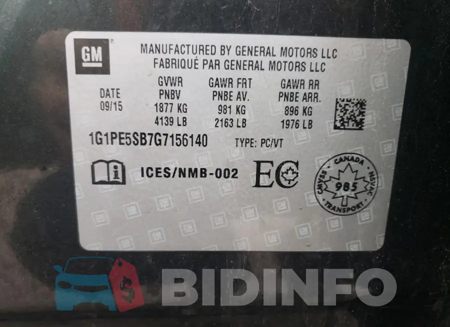1G1PE5SB7G7156140 Photo# 12