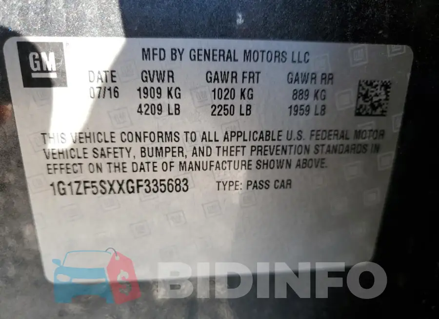 1G1ZF5SXXGF335683 Photo# 12