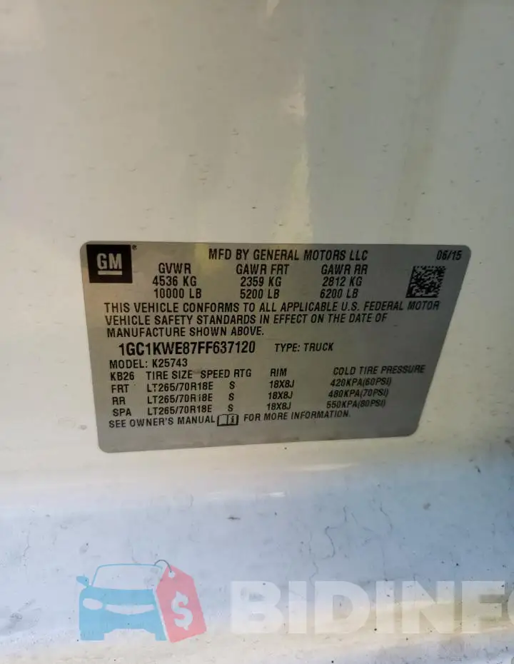 1GC1KWE87FF637120 Photo# 12