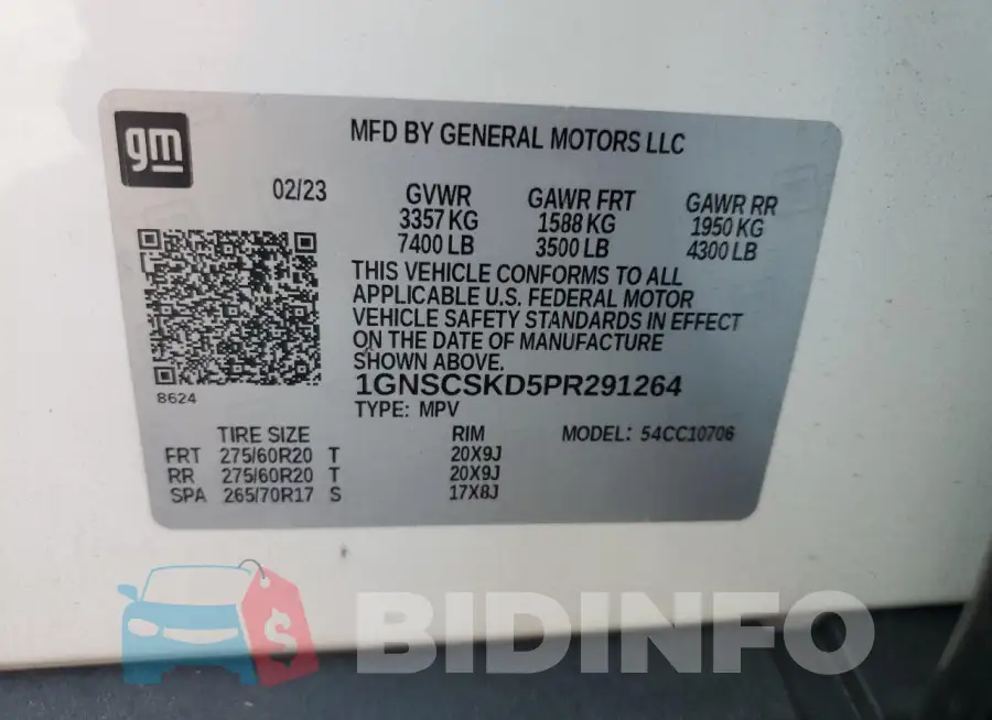 1GNSCSKD5PR291264 Photo# 12