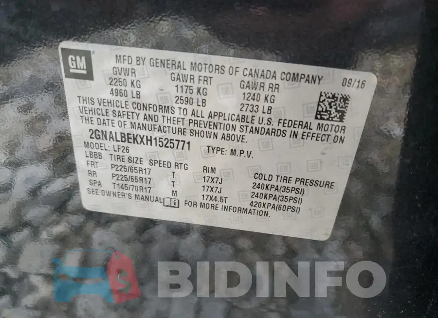 2GNALBEKXH1525771 Photo# 12