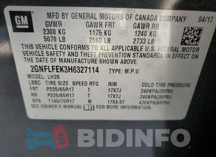 2GNFLFEK3H6327114 Photo# 12